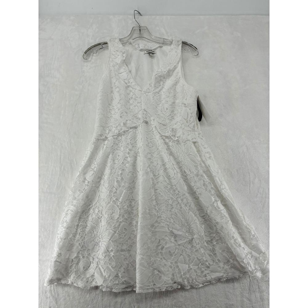 Speechless Romper Womens Large Dress Optic White Lace Fit & Flare JA39801HTM NWT